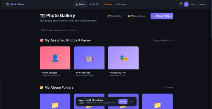 PhotoShare photo gallery application